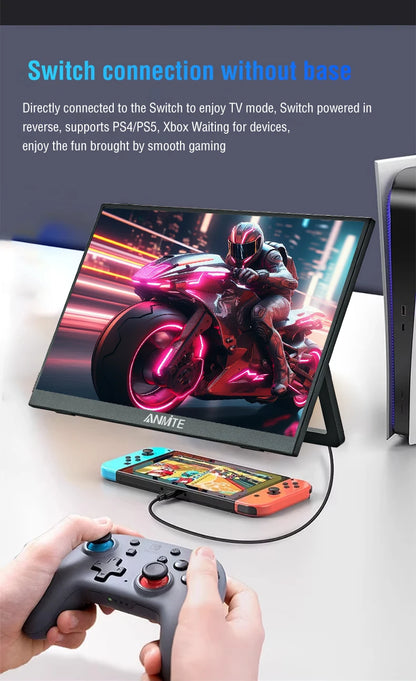 Anmite 16-Inch Portable Touch Monitor Non-touch optional 1200P HDR 16:10 For XBox PS4 / 5 Switch Cell Phone PC Loptop Extension