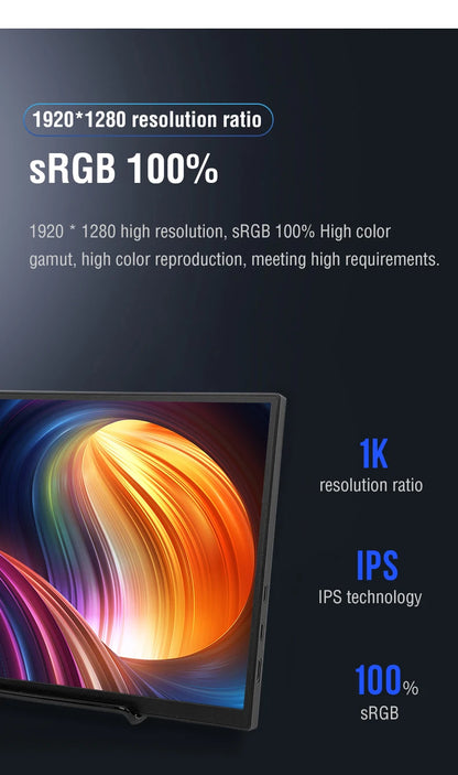 Anmite 10.5-Inch Portable Monitor 1280P HDR 15:10 Low Blue Light For XBox PS4 / 5 Switch Cell Phone PC Loptop Extension