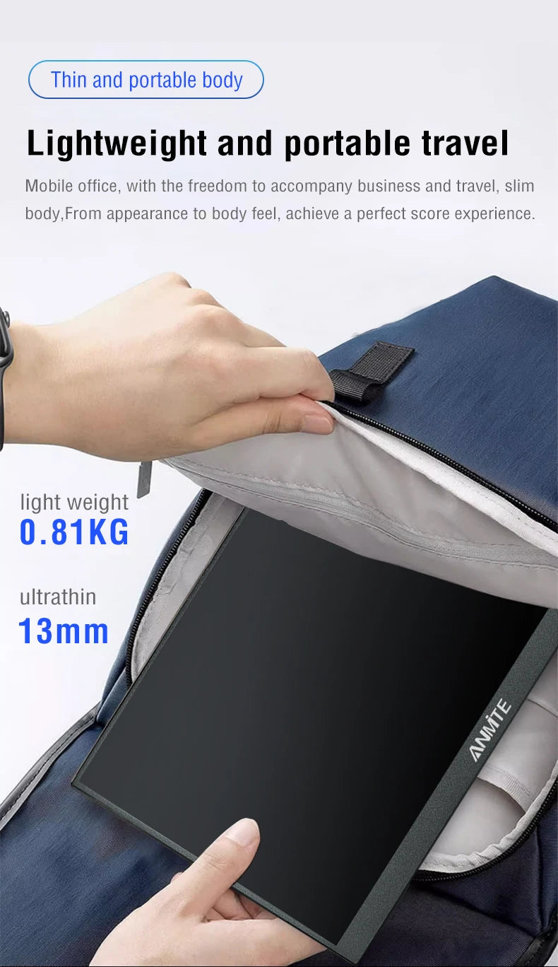 Anmite 16-Inch Portable Touch Monitor Non-touch optional 1200P HDR 16:10 For XBox PS4 / 5 Switch Cell Phone PC Loptop Extension