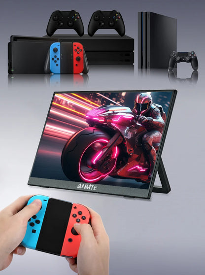 Anmite 16-Inch Portable Touch Monitor Non-touch optional 1200P HDR 16:10 For XBox PS4 / 5 Switch Cell Phone PC Loptop Extension