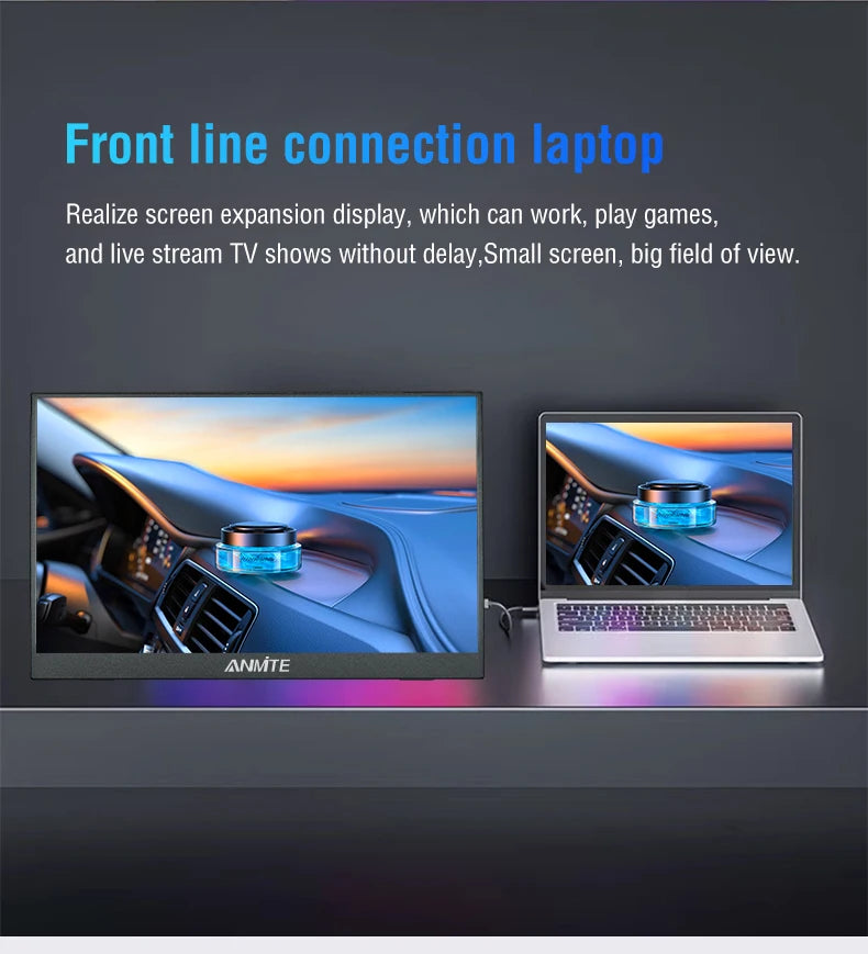 Anmite 16-Inch Portable Touch Monitor Non-touch optional 1200P HDR 16:10 For XBox PS4 / 5 Switch Cell Phone PC Loptop Extension